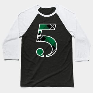5 Sports Jersey Number Green Black Flannel Baseball T-Shirt